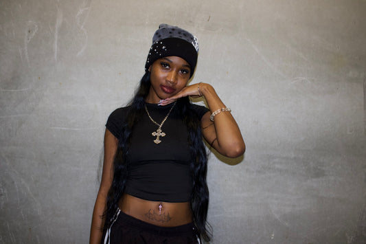 Black cotton beanie